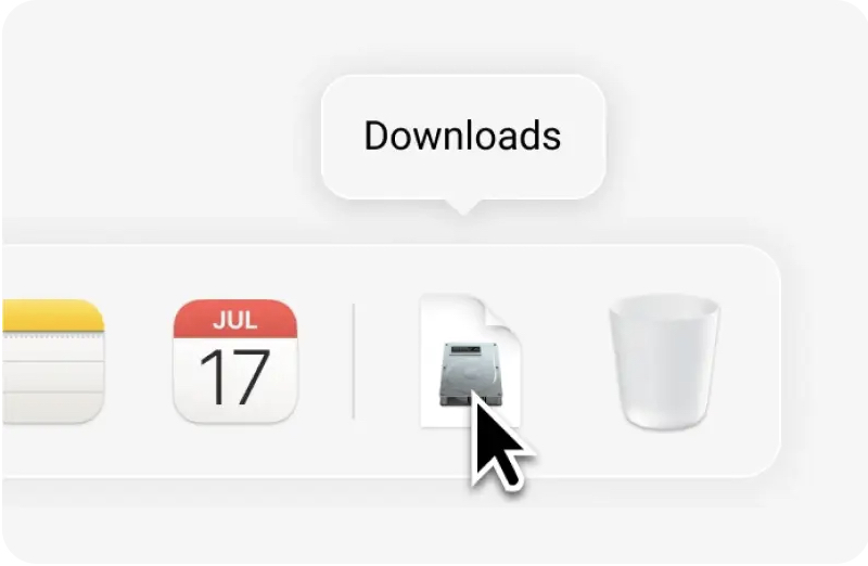 Downloads folder showing the OnlySpeak DMG file